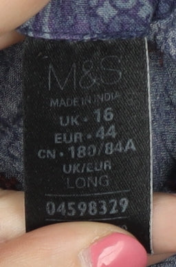 Marks and Spencer Women's Blue Floral Trousers Size 16