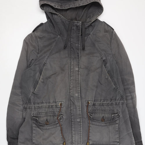 H&M Women's Grey Parka Jacket Size 16