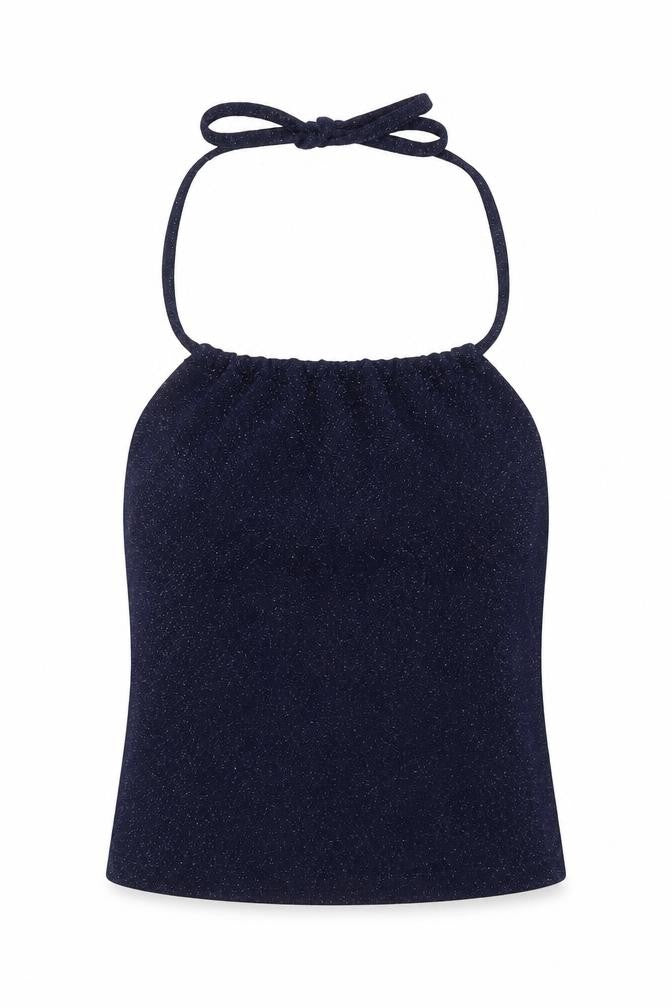 Front view of Pacific Republic Blue Halter Top for Teens