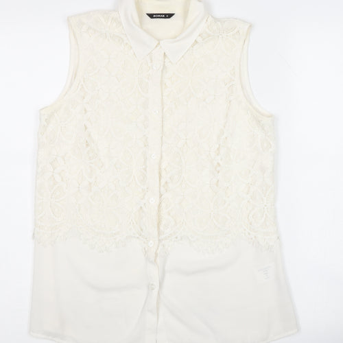 Roman Women’s Ivory Lace Blouse Size 10 Sleeveless