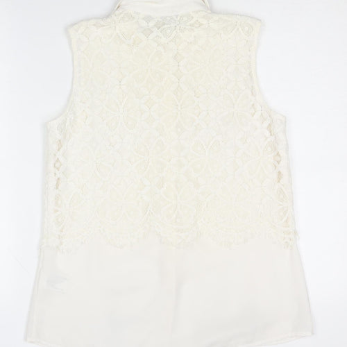 Roman Women’s Ivory Lace Blouse Size 10 Sleeveless