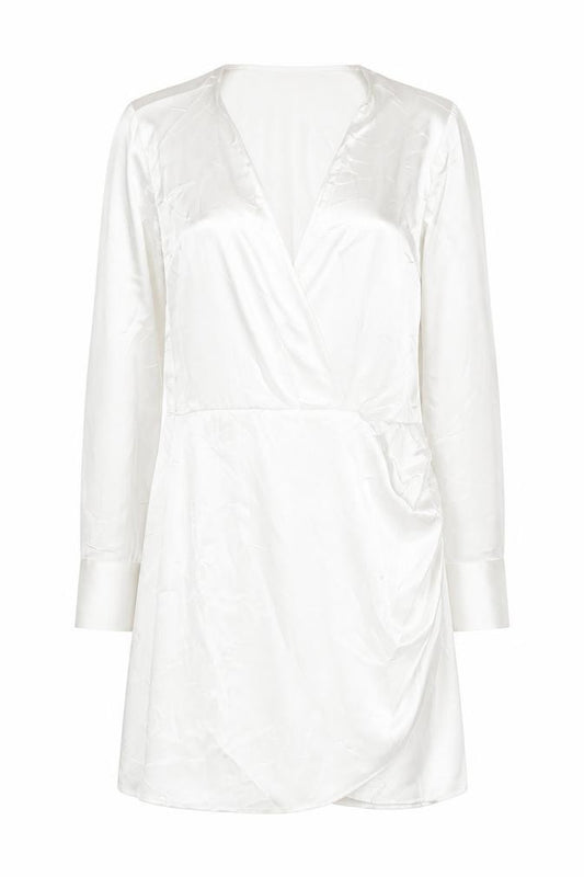 Front view of Zara Women's White Long Sleeve V-Neck Dress, size 12