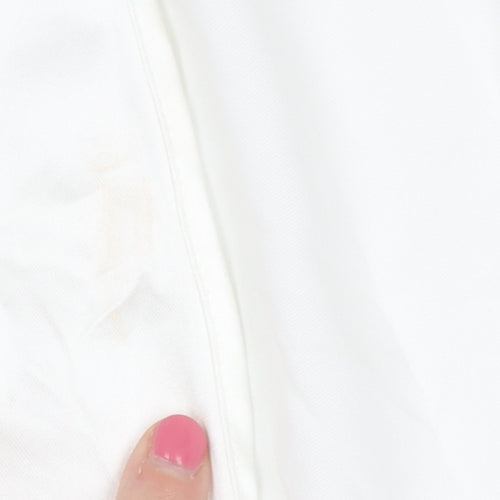 Zara Women's White Long Sleeve V-Neck Dress Size 12