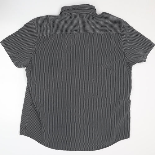 Thomas Nash Men's Black Striped Button-Up Shirt L