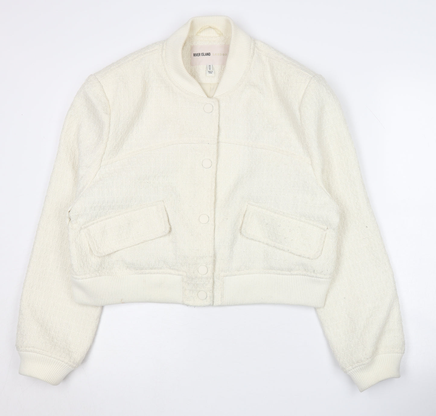River Island Women’s Ivory Bomber Jacket Size 12