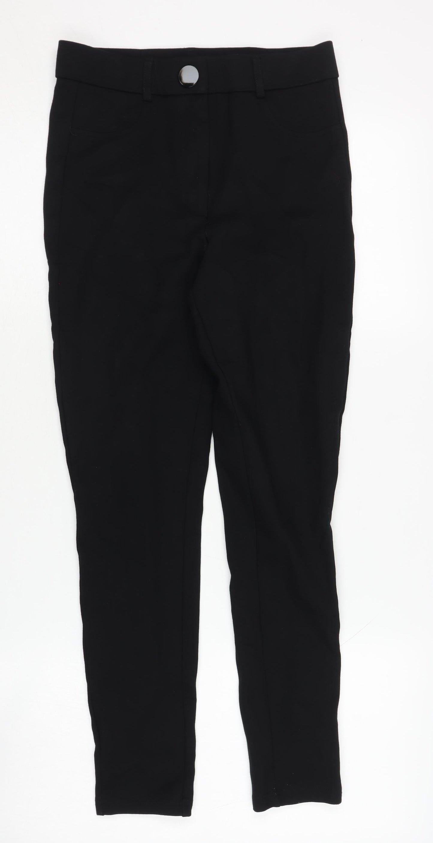 Zara Women's Black Trousers, Size M, Button Accent