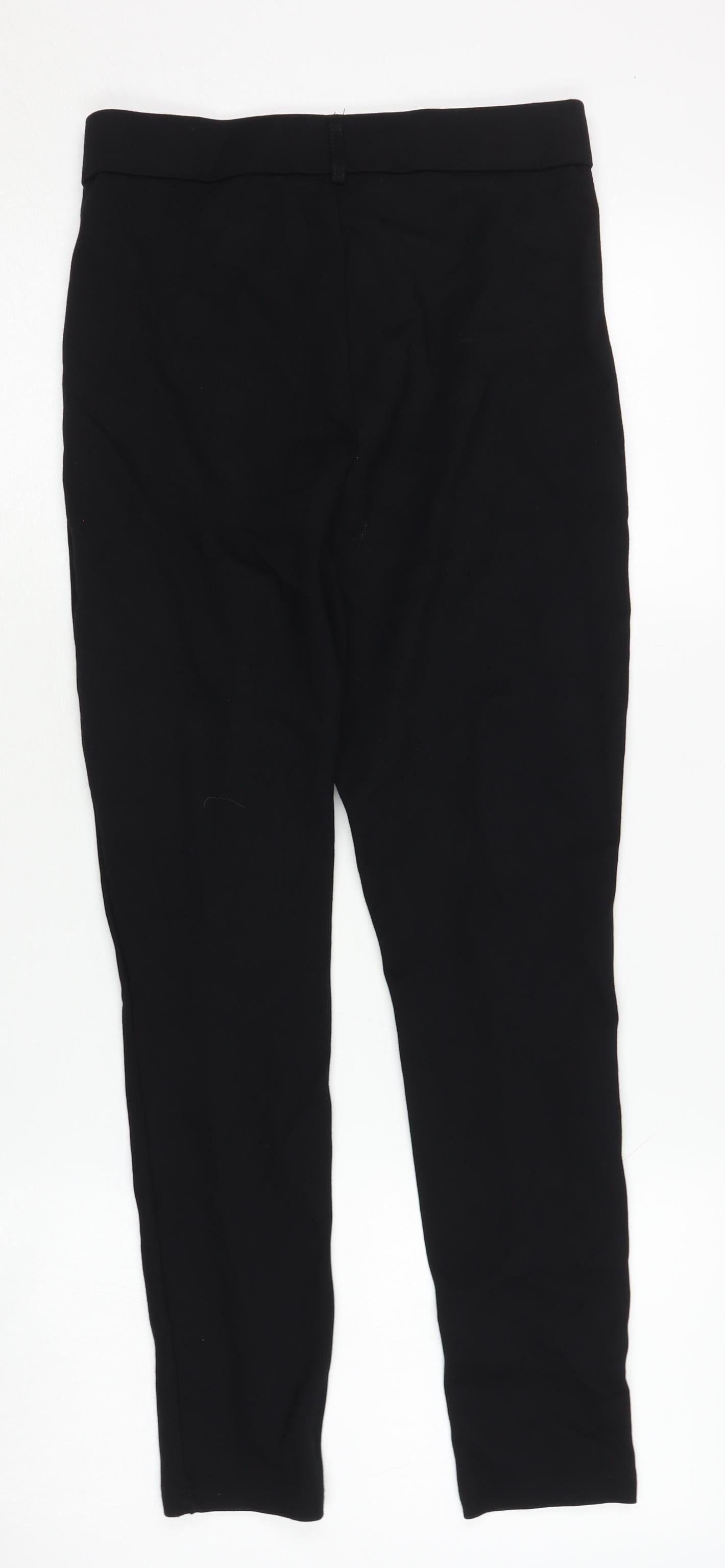 Zara Women's Black Trousers, Size M, Button Accent