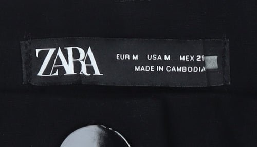 Zara Women's Black Trousers, Size M, Button Accent