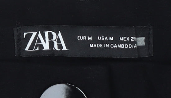 Zara Women's Black Trousers, Size M, Button Accent