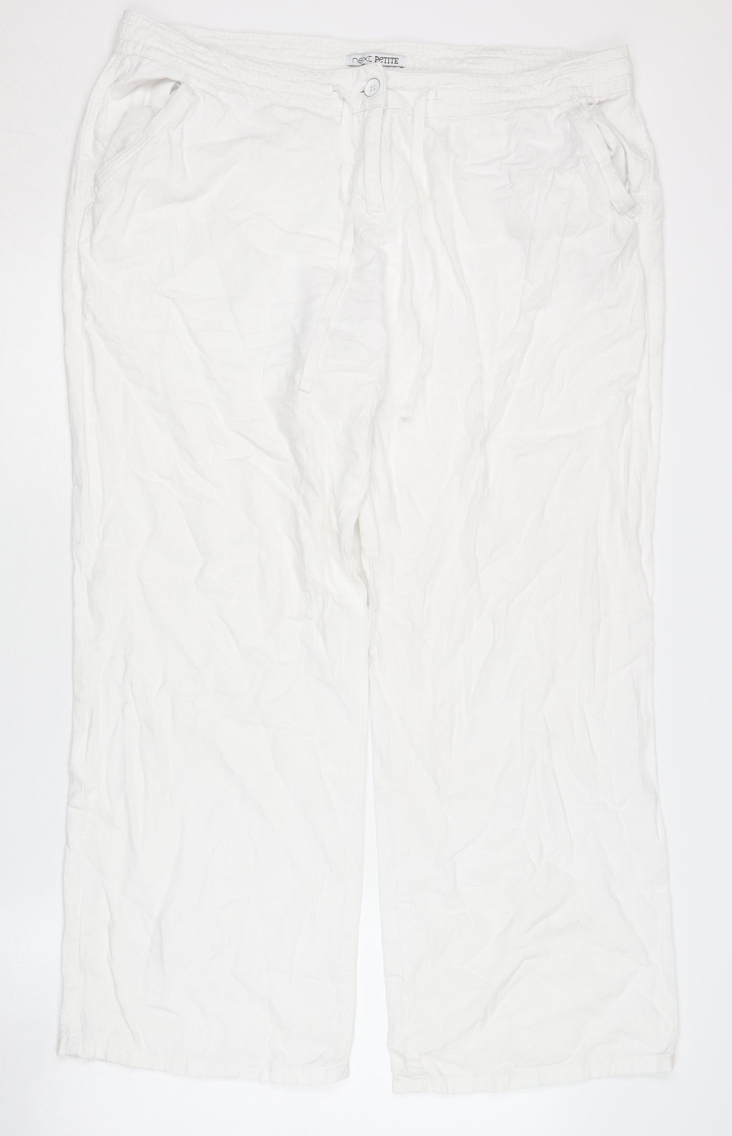 Next Women's White Linen Trousers Size 18P