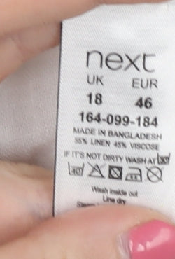 Next Women's White Linen Trousers Size 18P