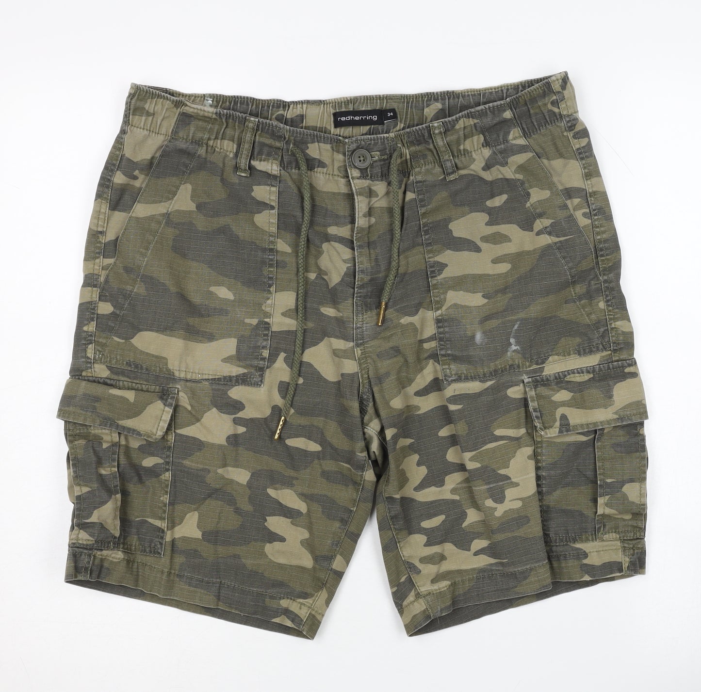 Red Herring Men's Green Camouflage Cargo Shorts Size 34