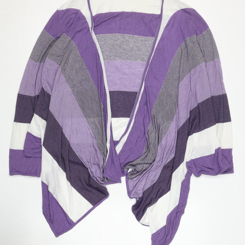 Marks and Spencer Women's Purple Striped Open Front Cardigan Size 14
