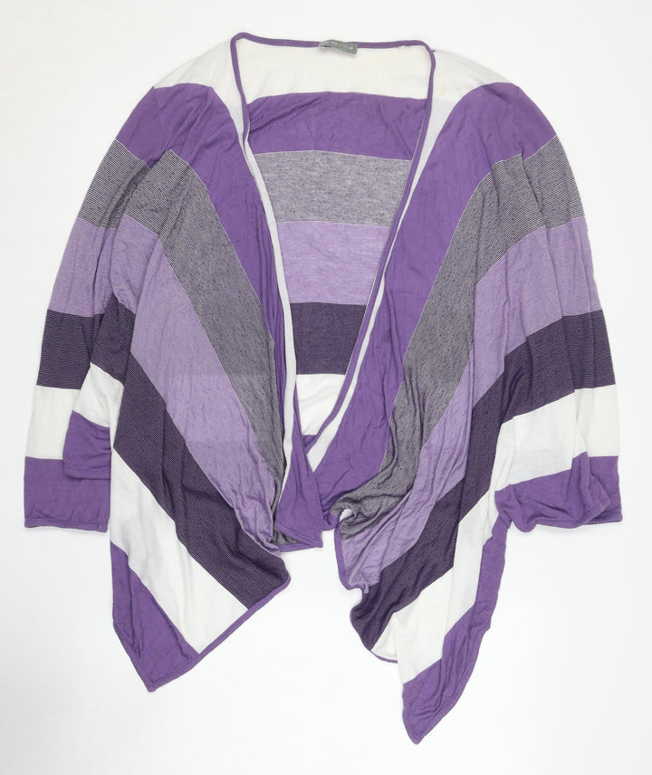 Marks and Spencer Women's Purple Striped Open Front Cardigan Size 14
