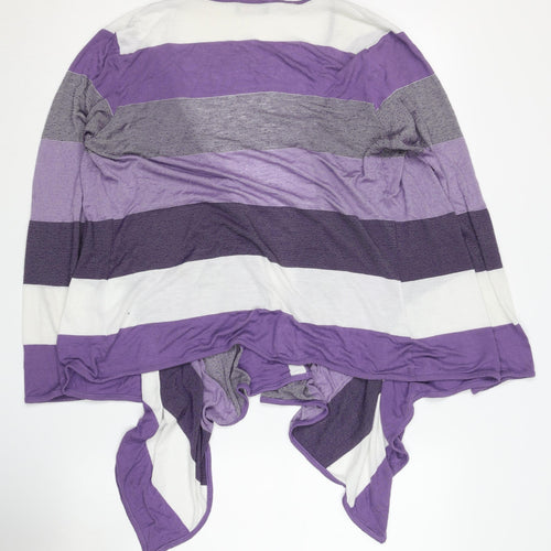 Marks and Spencer Women's Purple Striped Open Front Cardigan Size 14