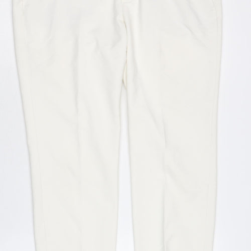 Zara Women's White Trousers, Size 14, Cotton Blend