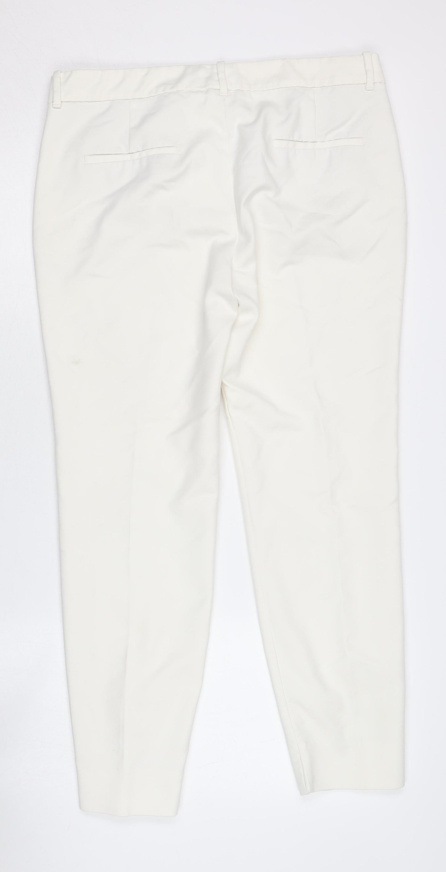 Zara Women's White Trousers, Size 14, Cotton Blend