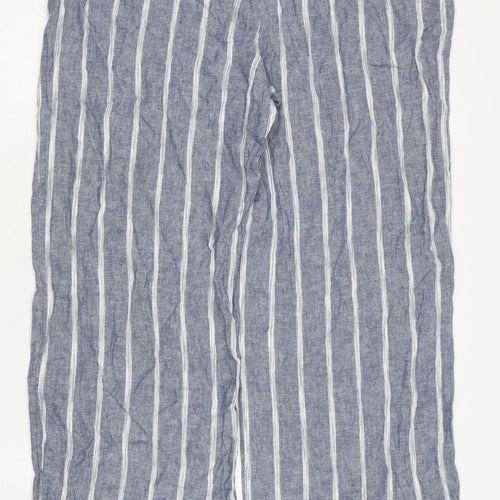 Marks & Spencer Women's Blue Striped Wide-Leg Trousers