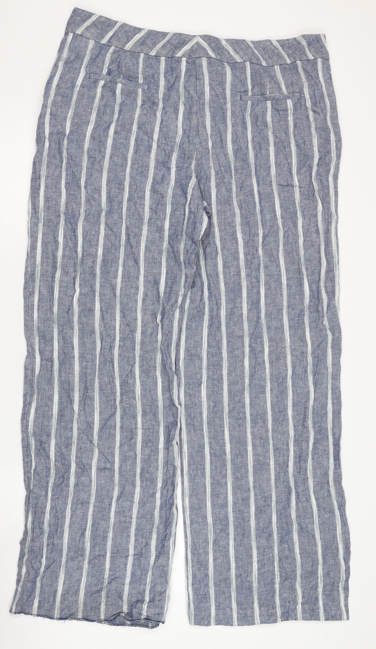 Marks & Spencer Women's Blue Striped Wide-Leg Trousers