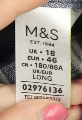 Marks & Spencer Women's Blue Striped Wide-Leg Trousers