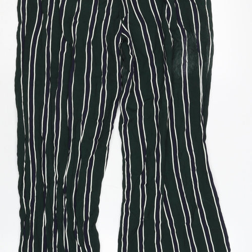 Next Women's Green Striped Trousers Size 10