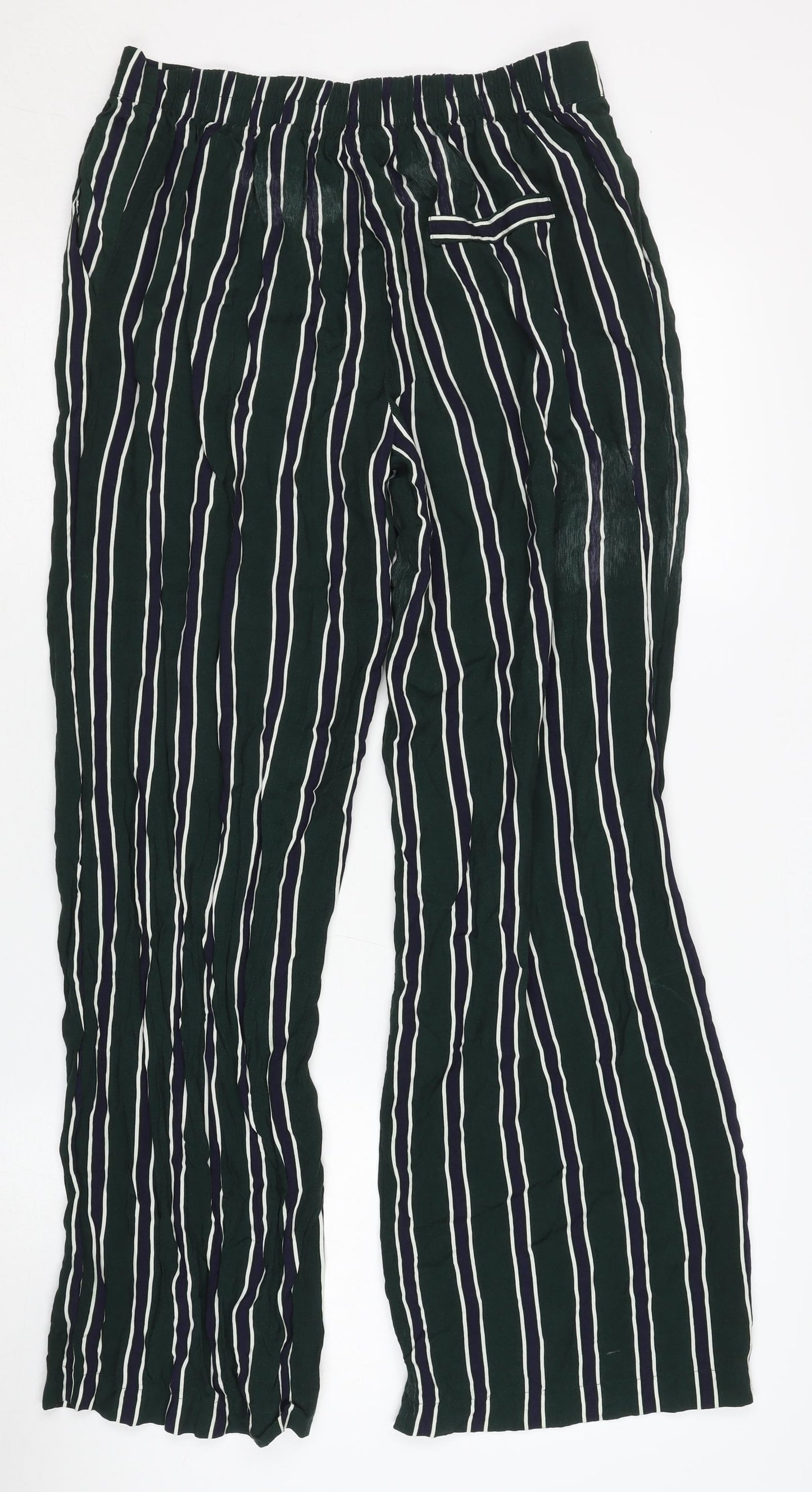 Next Women's Green Striped Trousers Size 10