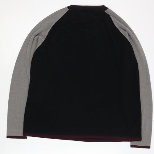 H.K.A Men's Black Knit Jumper, M, Crew Neck, Casual