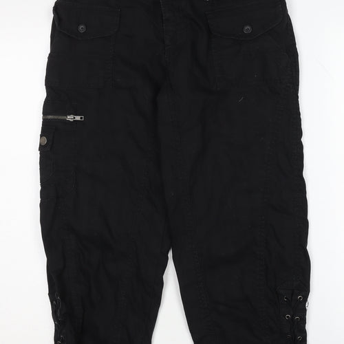 Bay Women's Black Capri Trousers Size 10 Cotton Casual