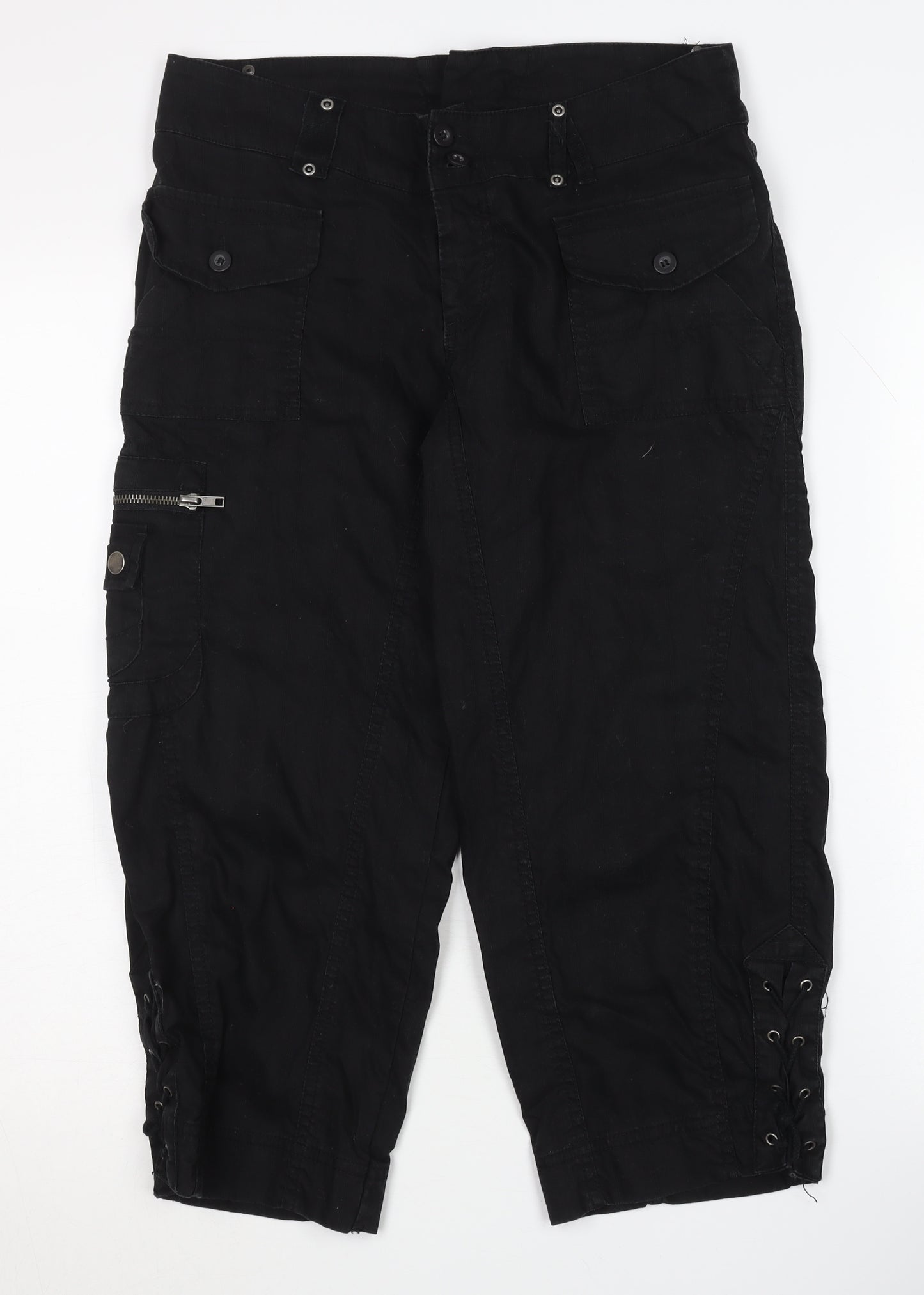 Bay Women's Black Capri Trousers Size 10 Cotton Casual