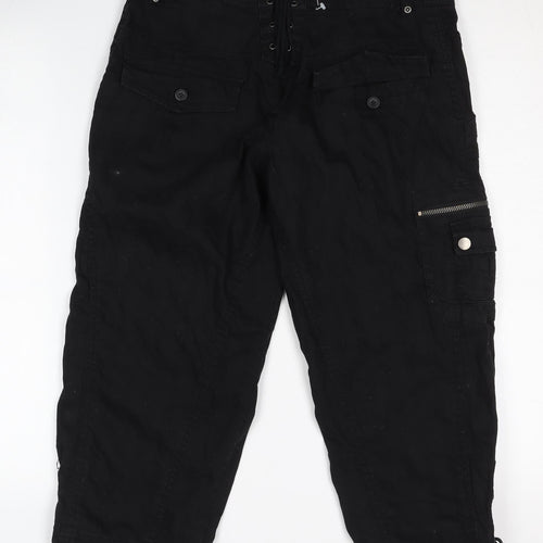 Bay Women's Black Capri Trousers Size 10 Cotton Casual