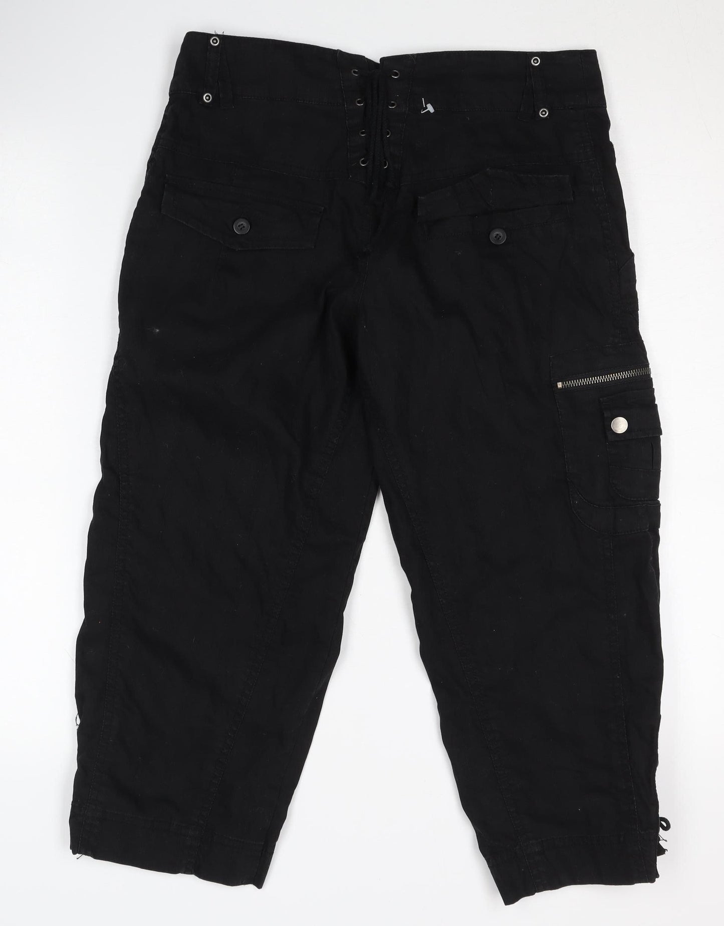 Bay Women's Black Capri Trousers Size 10 Cotton Casual