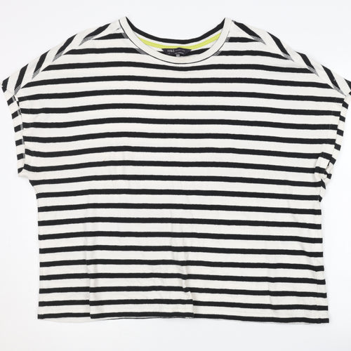 Marks and Spencer Women's Black Striped T-Shirt Size 18
