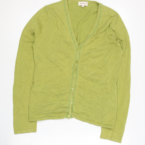 Jackpot Women's Green V-Neck Cardigan Size 2