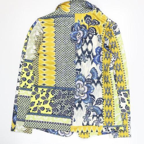 SANI BLU Women's Yellow & Blue Floral Patchwork Blazer, Size 10