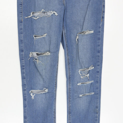 Topshop Women's Blue Skinny Distressed Jeans Size 30