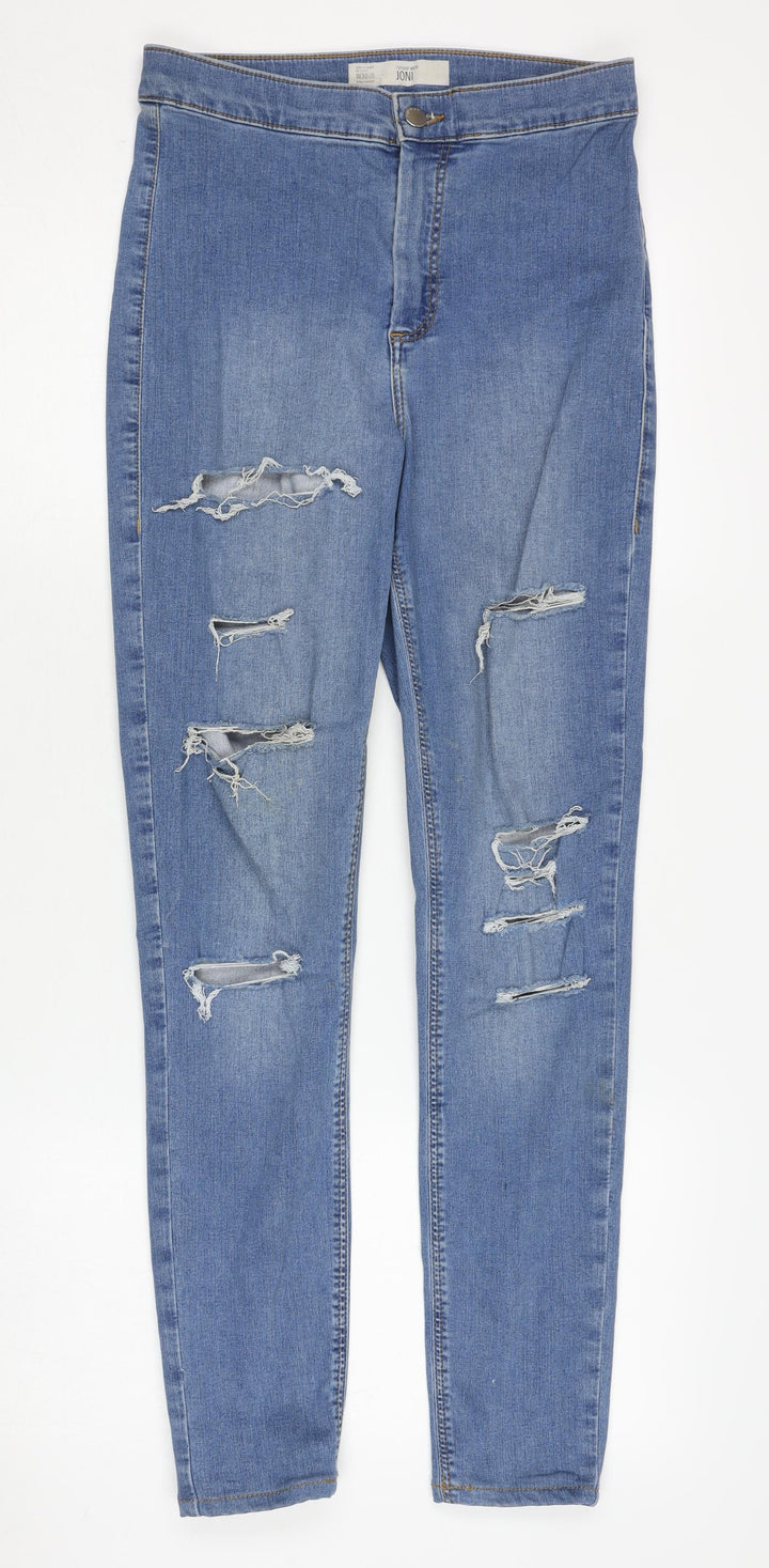Topshop Women's Blue Skinny Distressed Jeans Size 30