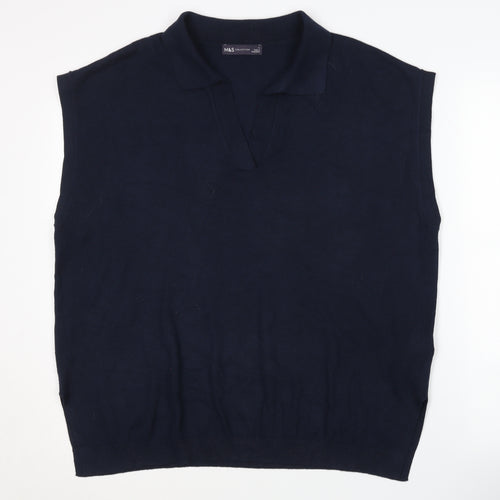Marks and Spencer Women's Blue Sleeveless Vest - Large