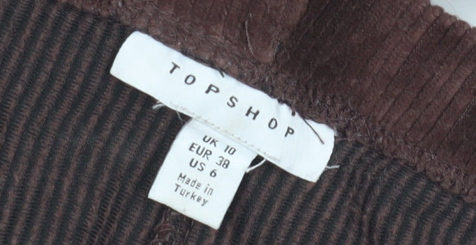 Topshop Women's Brown Flared Corduroy Trousers - Size 10