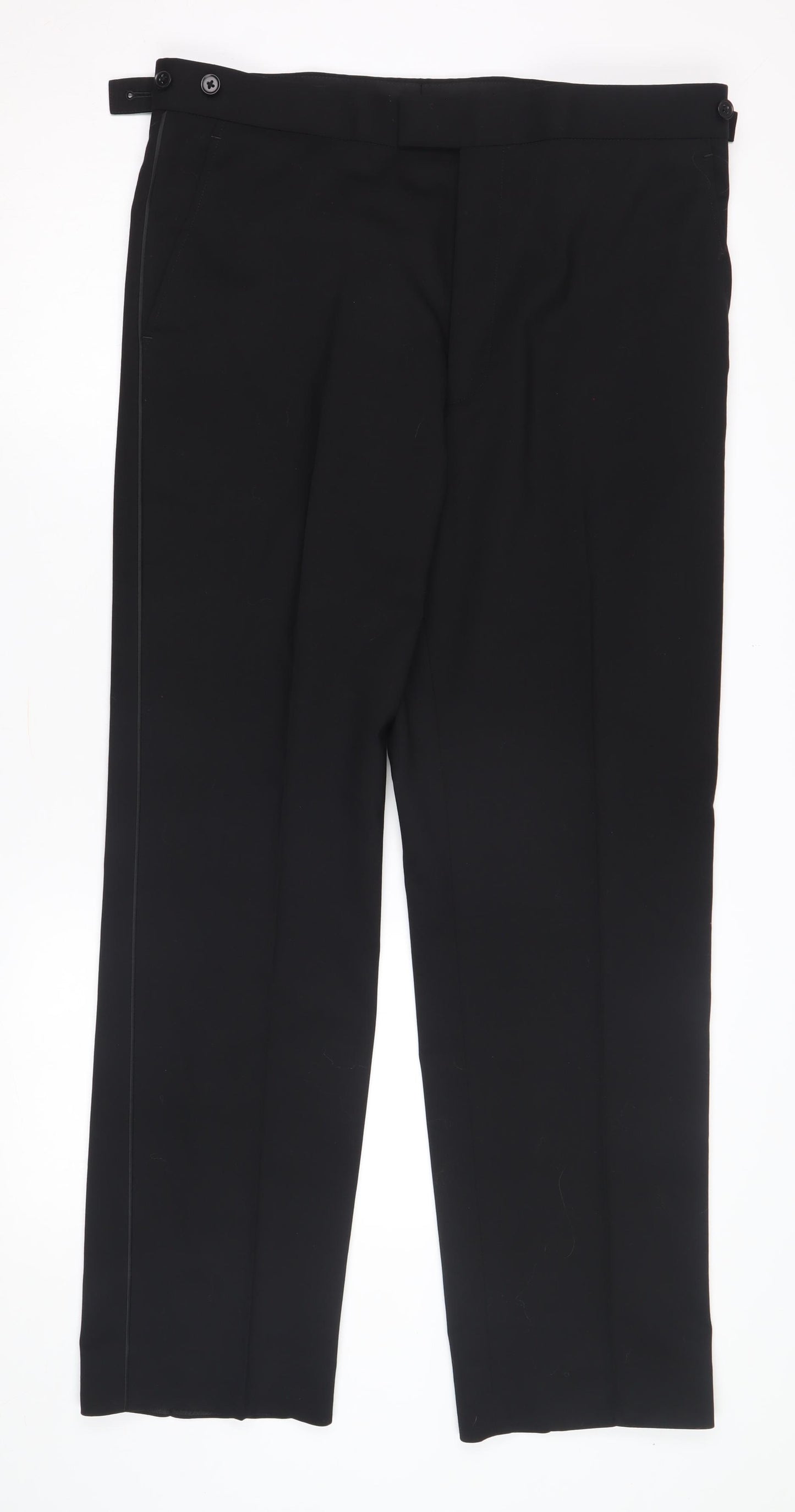 Moss Bros Men's Black Suit Trousers 36 Regular Fit