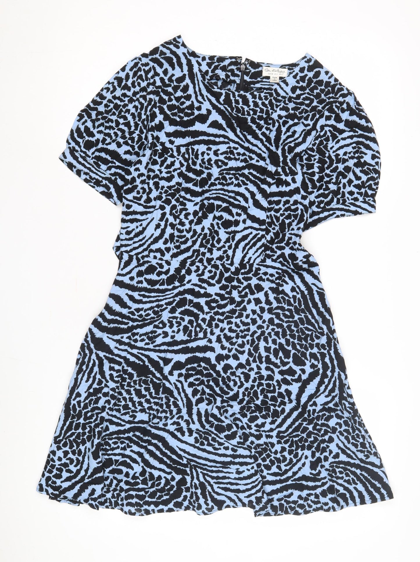 Miss Selfridge Women's Blue Animal Print Dress Size 6