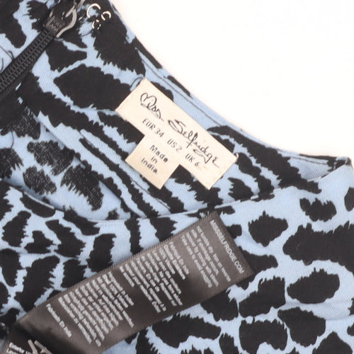 Miss Selfridge Women's Blue Animal Print Dress Size 6