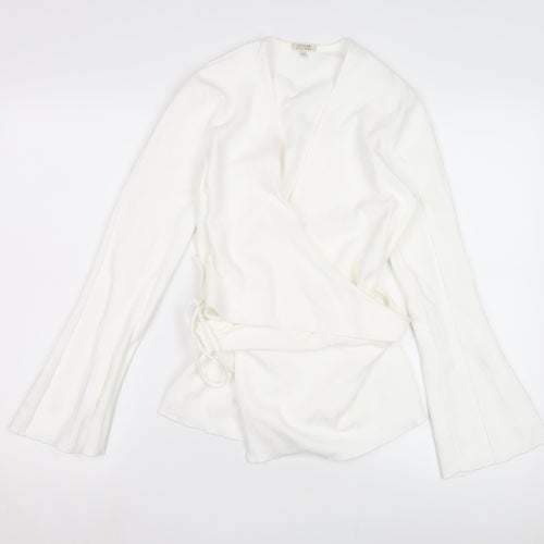 Jigsaw Women's White Wrap Top XS Kimono Sleeve