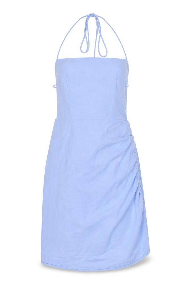 Front view of Bardot Women's Blue Halter Dress, size 10