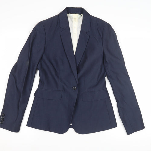 Jigsaw Women's Blue Wool Blazer, Size 8, Business Classic