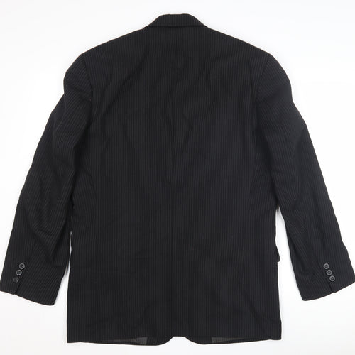 R.I Clothing Co Men's Black Striped Blazer Size 38