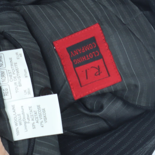 R.I Clothing Co Men's Black Striped Blazer Size 38