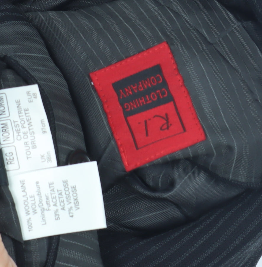 R.I Clothing Co Men's Black Striped Blazer Size 38