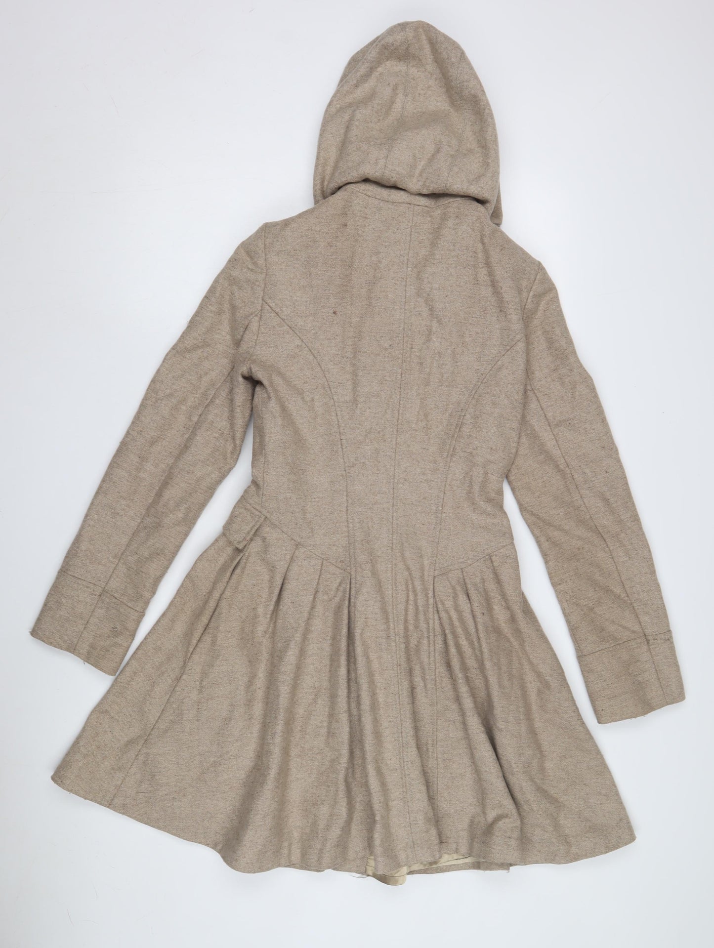 Topshop Women's Beige Hooded Coat Size 2 with Toggles