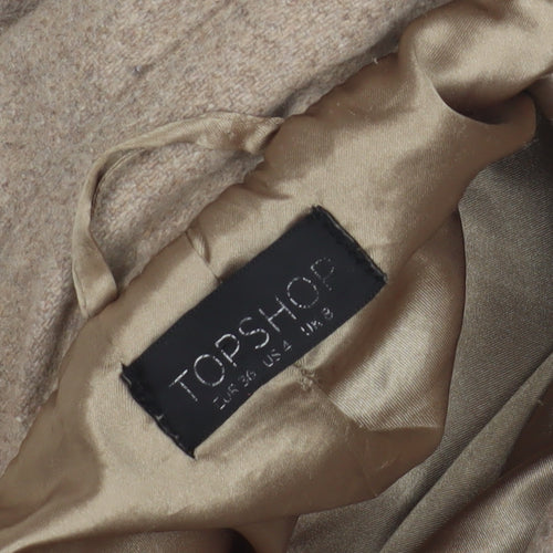 Topshop Women's Beige Hooded Coat Size 2 with Toggles
