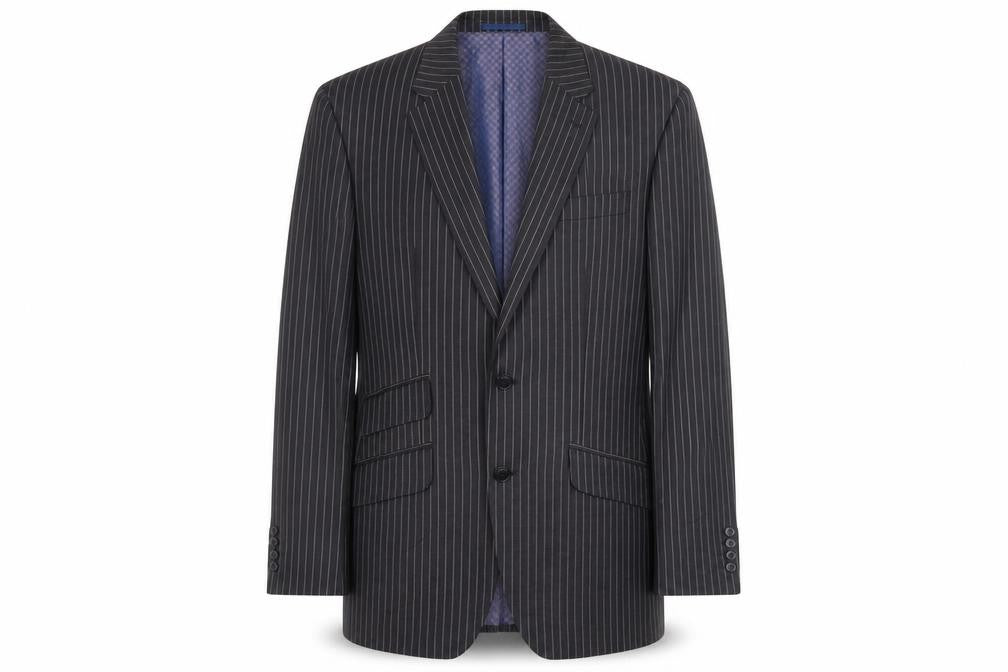 Front view of Next Men's Grey Striped Blazer 36S